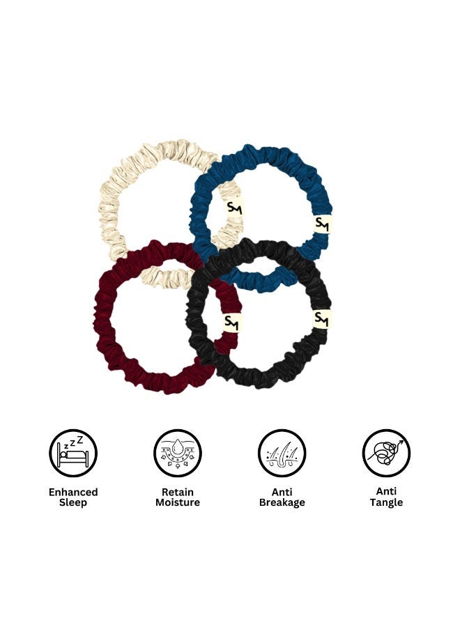 Silk Me Pure Mulberry Silk Scrunchie - Hair Nourishment - Hypoallergenic and Anti bacterial properties - Hair Hydration - Slim - Set of 3 (Burgundy) - Image 3