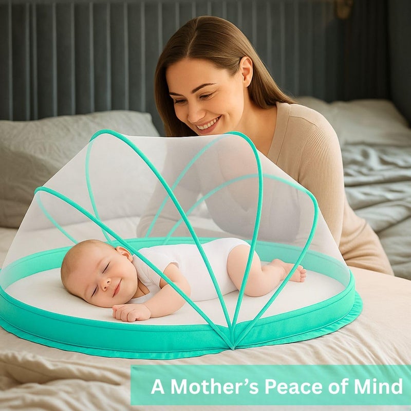Royalkart Foldable Baby Mosquito Net |Bottomless Design for Infants |Safe & Easy Use for Ensuring Baby's Comfortable Sleep (0-24 Months) Size: 70 * 100cm, Green - Image 4