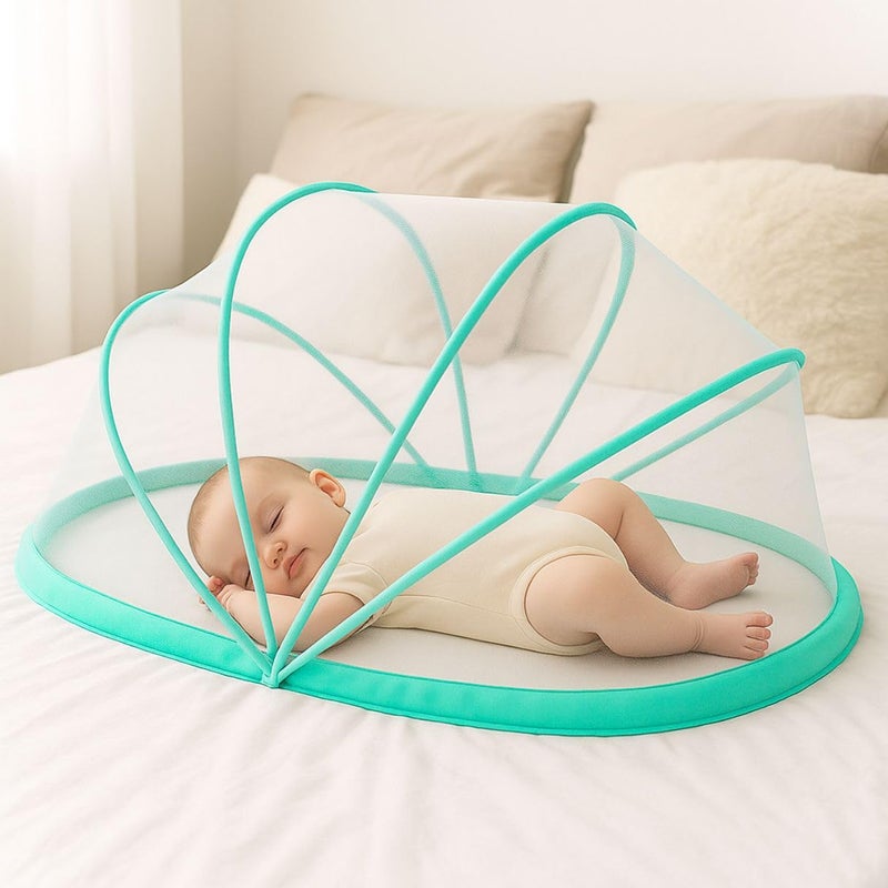Royalkart Foldable Baby Mosquito Net |Bottomless Design for Infants |Safe & Easy Use for Ensuring Baby's Comfortable Sleep (0-24 Months) Size: 70 * 100cm, Green - Image 1