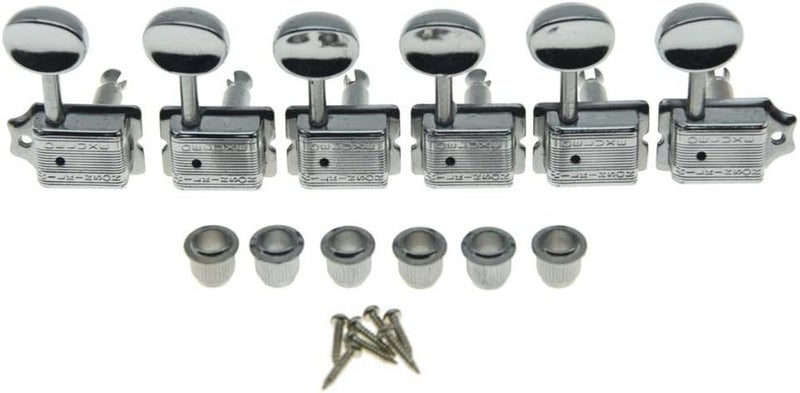 WILKINSON Deluxe 6 Inline Vintage Guitar Tuners with Split Shaft Guitar Tuning Pegs Machine Heads for Strat Tele Guitars Chrome with Ivory Buttons - Image 1