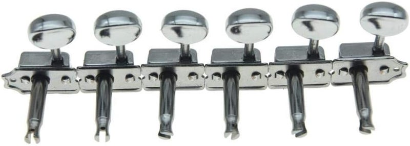 WILKINSON Deluxe 6 Inline Vintage Guitar Tuners with Split Shaft Guitar Tuning Pegs Machine Heads for Strat Tele Guitars Chrome with Ivory Buttons - Image 3
