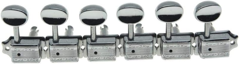 WILKINSON Deluxe 6 Inline Vintage Guitar Tuners with Split Shaft Guitar Tuning Pegs Machine Heads for Strat Tele Guitars Chrome with Ivory Buttons - Image 2