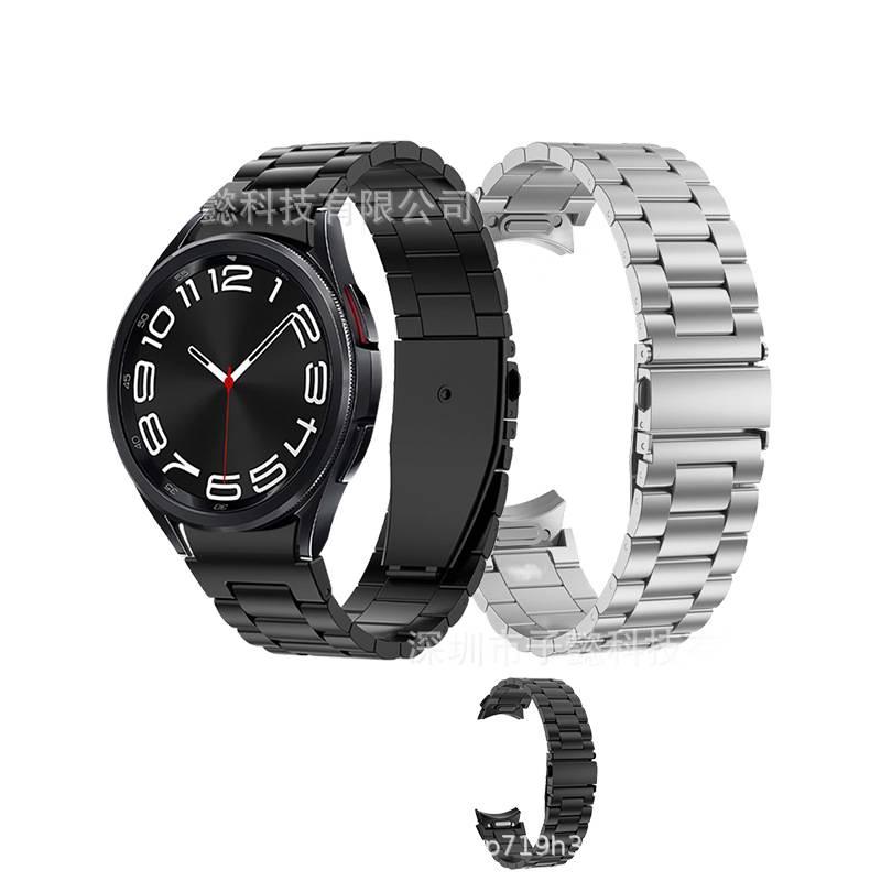 سوار ساعة ذكية سوار معدني من الستانلس ستيل متوافق مع Samsung Galaxy Watch 7 بملاءمة قابلة للتعديل وحزام بديل باللون ذهبي قابل للتعديل - Image 1