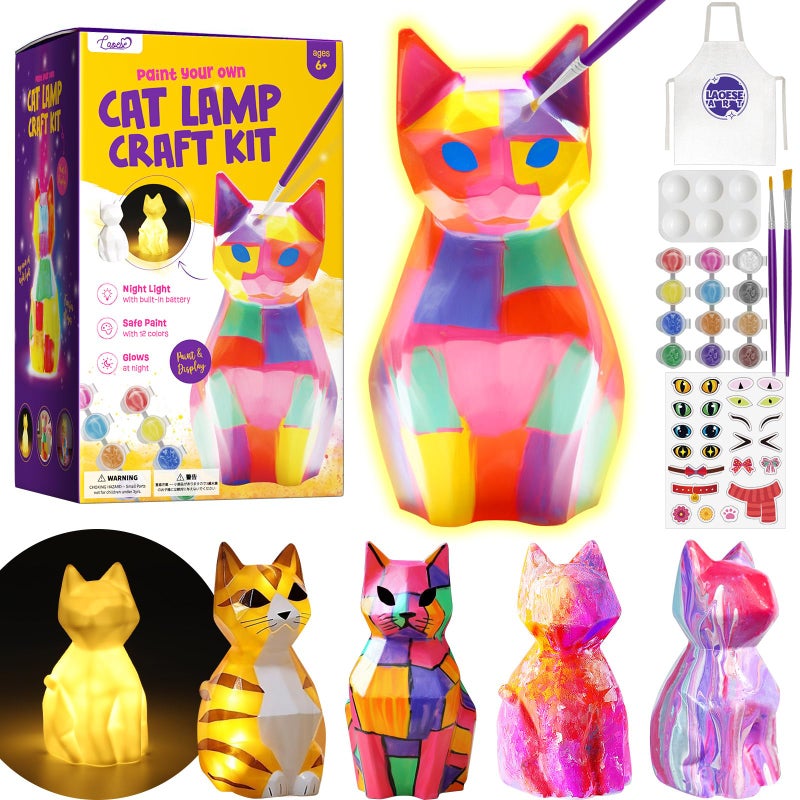 LAOESE Paint Your Own Cat Lamp Kit Arts and Crafts for Kids Ages 812 Art Supplies Painting kit for Kids 612 Cat Night Light Toys Girls Boy Birthday Easter Gifts for Kids Ages 3 4 5 6 7 8 9 10 11 12 - Image 2