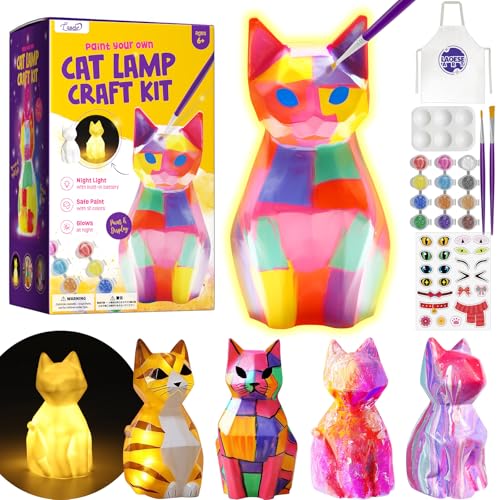LAOESE Paint Your Own Cat Lamp Kit Arts and Crafts for Kids Ages 812 Art Supplies Painting kit for Kids 612 Cat Night Light Toys Girls Boy Birthday Easter Gifts for Kids Ages 3 4 5 6 7 8 9 10 11 12 - Image 1