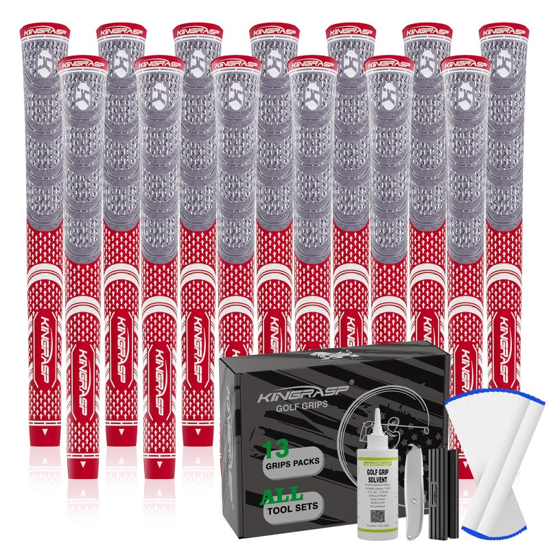 KINGRASP Premium Rubber Golf Grips 13 Pack, Anti-Slipï¼ŒSuper Stability,Cord Rubber, Golf Club Grips,Standard/Mid Size/Oversize, 13 Grips with All Kits - Image 1