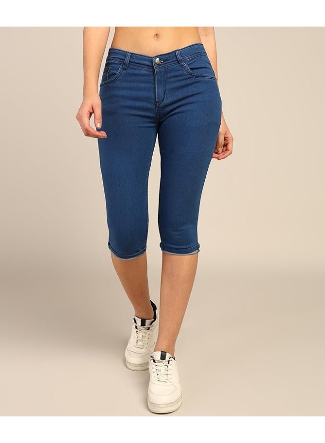 NIFTY Women's Denim Stretchable Slim Fit Capris (28) - Image 4
