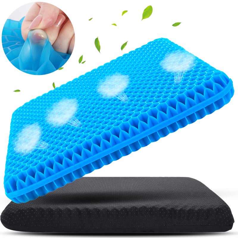 KYSMOTIC Large Gel Seat Cushion for Long Sitting (Large & Thick), Soft & Breathable, Gel Cushion for Wheelchair Reduce Sweat, Chair Cushion for Office Chair (Black Cover) - Image 1
