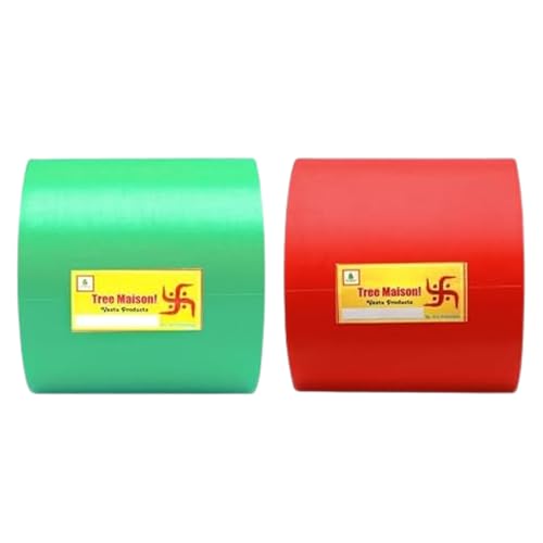TREEMAISON Vastu Red - Green Tape | Size - 4 Inch (96 mm) Approx | Length- 20 Meter (Approx) | Vastu Tape Remedy for Toilet | Vastu Tape for Main Door | Tape Remedy for Negative Entrance | Pack of 2 - Image 1