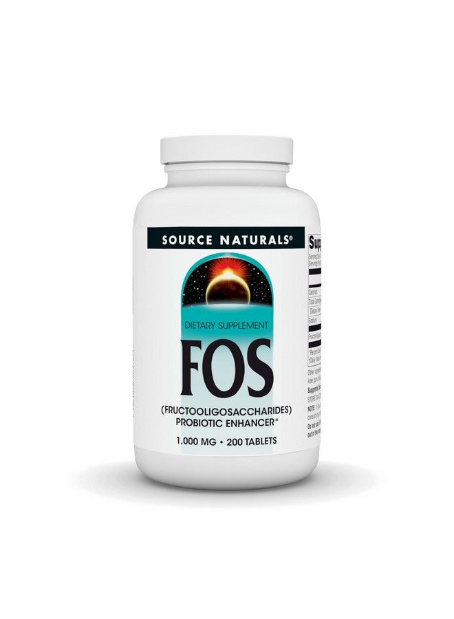 Source Naturals FOS 1000 mg Fructooligosaccharides Probiotic Enhancer - 200 Tablets - Image 1