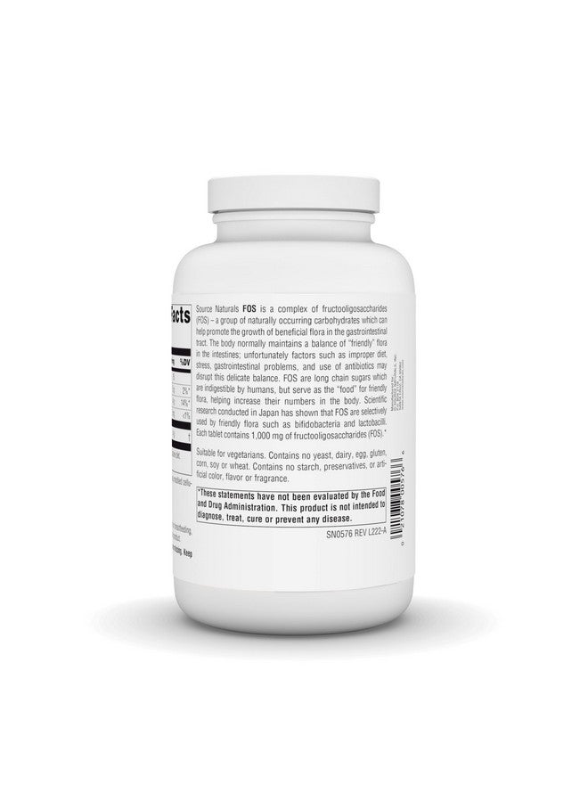 Source Naturals FOS 1000 mg Fructooligosaccharides Probiotic Enhancer - 200 Tablets - Image 3