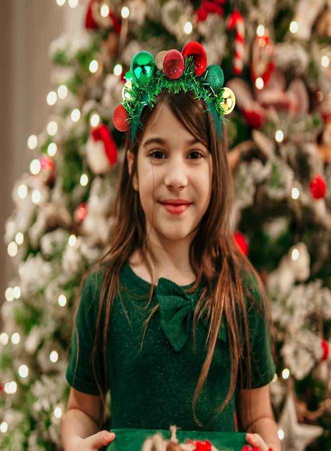CIEHER Christmas Headband Red Green and Gold Tone Holiday Bells Headbands for Women Christmas Hair Accessories New Years Eve Party Supplies - Image 3