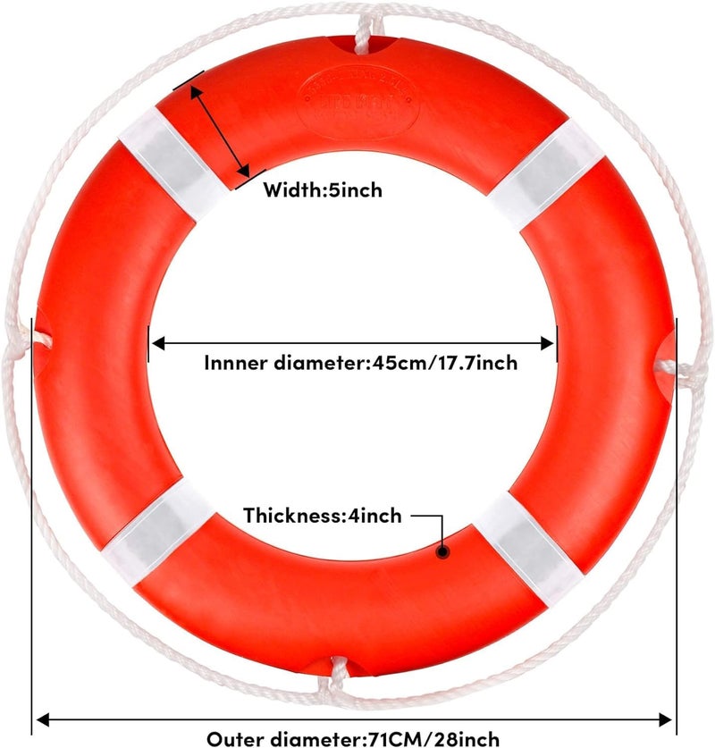 VEITHI Life Ring for Boating Safety - 23" and 28" Boat Safety Throw Rings with Reflective Strip and Grab Lines (2 Color) - Image 2
