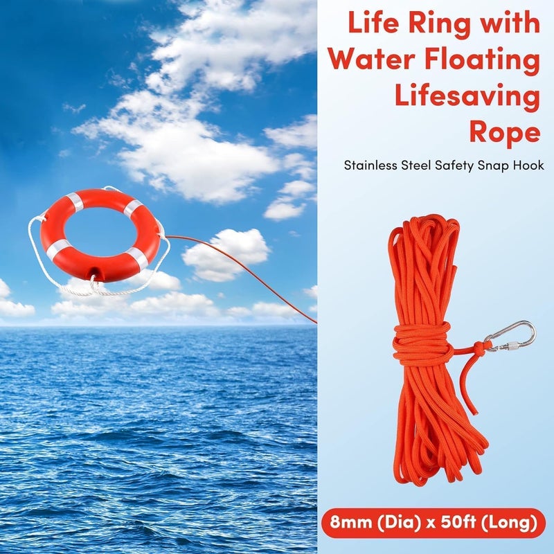 VEITHI Life Ring for Boating Safety - 23" and 28" Boat Safety Throw Rings with Reflective Strip and Grab Lines (2 Color) - Image 5