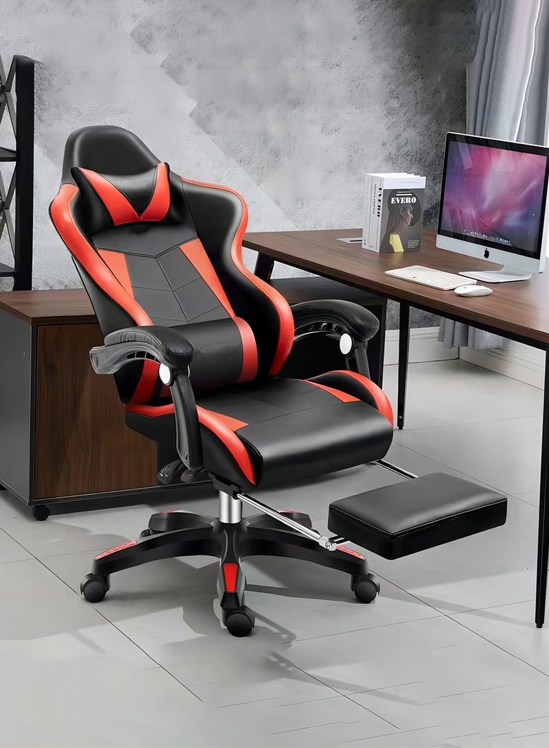ULHYC Esports Gaming Chair, Adjustable Computer Chair, Computer Office, PU Leather, High Backrest, Lumbar Support, Comfortable Armrests, Headrest With Footrest, 360° Rotation,Dark Grey - Image 3