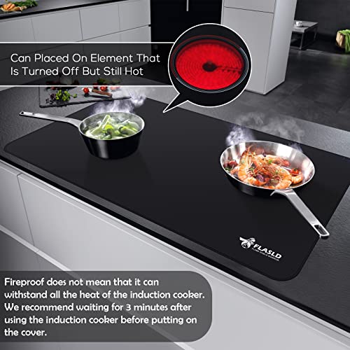 FLASLD Small 12×20.5 inch Stove Top Covers, Fireproof and Waterproof Electric Stove Cover Mat, Glass Top Stove Cover - Ceramic Glass Cooktop Protector - Flat Top Oven Cover, Black - Image 2