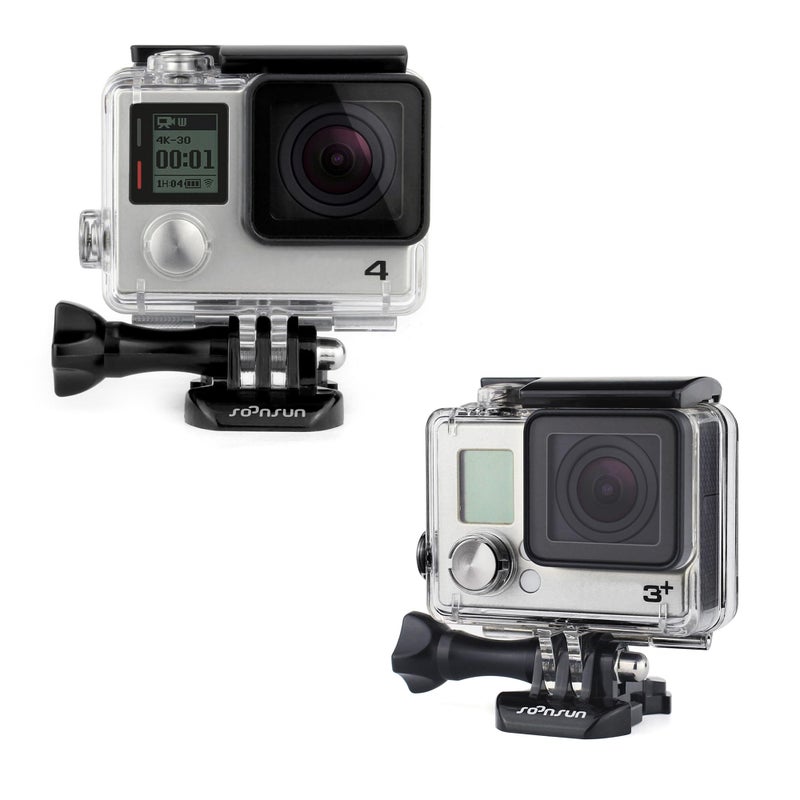 SOONSUN حافظة غوص واقية مقاومة للماء من SOONSUN لكاميرا GoPro Hero 3/3+/4 باللون الأسود والفضي - حتى عمق 40 متر (131 قدم) للتصوير تحت الماء - Image 4