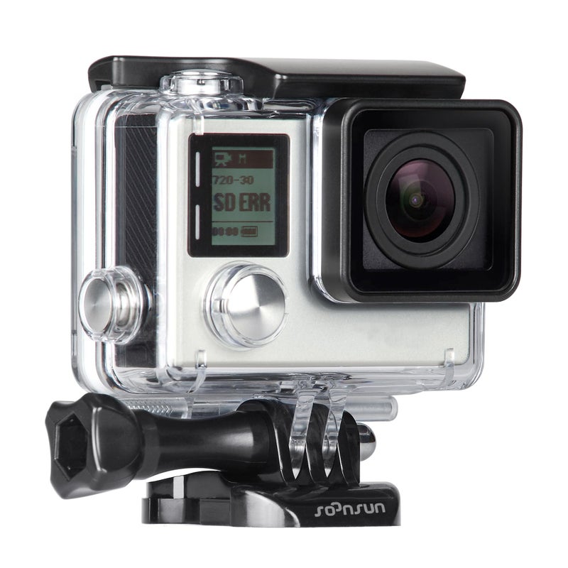 SOONSUN حافظة غوص واقية مقاومة للماء من SOONSUN لكاميرا GoPro Hero 3/3+/4 باللون الأسود والفضي - حتى عمق 40 متر (131 قدم) للتصوير تحت الماء - Image 1