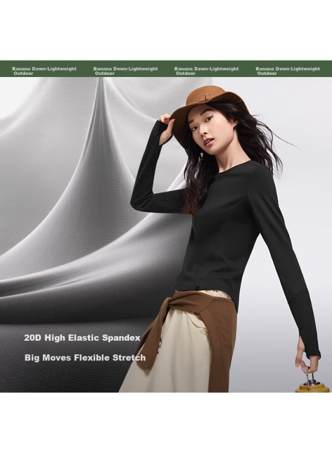 Beneunder Long Sleeve T-shirt Ct13724 Short Top Slim Fit Inner Wear Base Shirt Women Twilight Black S - Image 2