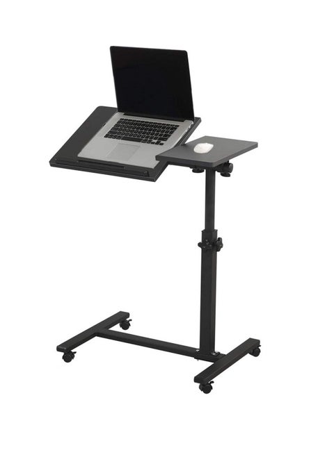 Adjustable Laptop Table, Lifting and Rotating Laptop Desk,Tiltable Mobile Standing Desk With Wheels,60 * 34.5 cm Adjustable Computer Stand Suitable For Sofa, Bedside, Tea Table,Black