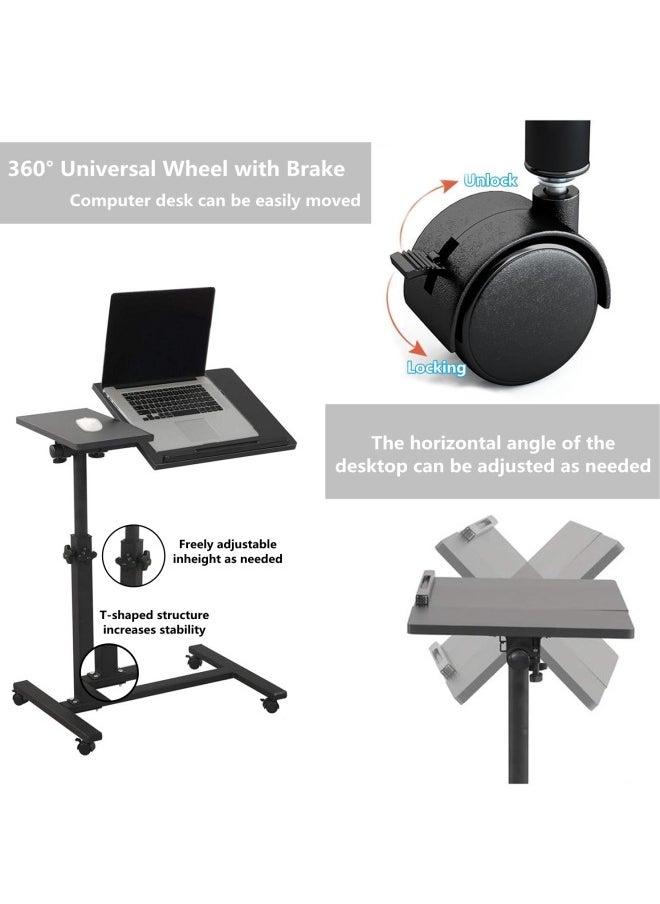 HXDream - Adjustable Laptop Table, Lifting and Rotating Laptop Desk,Tiltable Mobile Standing Desk With Wheels,60 * 34.5 cm Adjustable Computer Stand Suitable For Sofa, Bedside, Tea Table,Black - Image 1