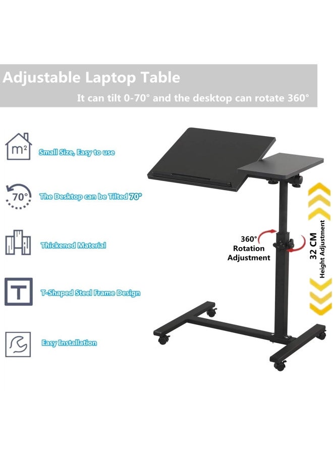 HXDream - Adjustable Laptop Table, Lifting and Rotating Laptop Desk,Tiltable Mobile Standing Desk With Wheels,60 * 34.5 cm Adjustable Computer Stand Suitable For Sofa, Bedside, Tea Table,Black - Image 1