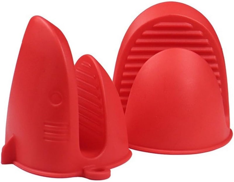 Sarmyarc Mini Oven Gloves Silicone Heat Resistant Cooking Pinch Mitts Potholder for Air Fryer Kitchen Cooking & Baking (Red) - Image 1