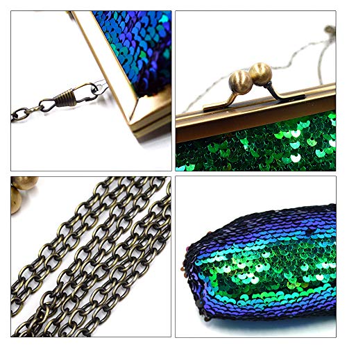 Felice Ann Women Mini Glitter Mermaid Sequin Evening Clutch Handbag Chain Strap Summer Beach Weeding Cross-body Bag Kissing Lock - Image 5