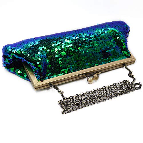 Felice Ann Women Mini Glitter Mermaid Sequin Evening Clutch Handbag Chain Strap Summer Beach Weeding Cross-body Bag Kissing Lock - Image 2