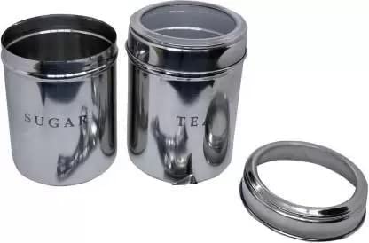 VISAXMI Stainless Steel Tea Sugar Containers Set of 2 With See Through Lid Tea Sugar Canister Size 9 750 ml Pack of 2 - Image 2