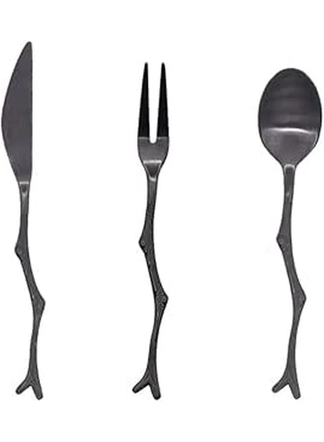 Stainless Steel Branch Design Cutlery Set 3 Piece Spoon Fork Kit For Home Dining - Image 1