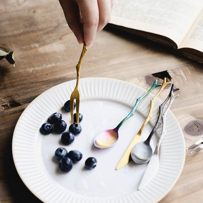 Stainless Steel Branch Design Cutlery Set 3 Piece Spoon Fork Kit For Home Dining - Image 5