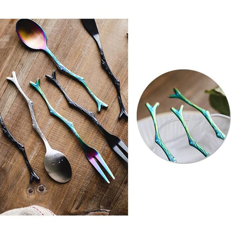 Stainless Steel Branch Design Cutlery Set 3 Piece Spoon Fork Kit For Home Dining - Image 4