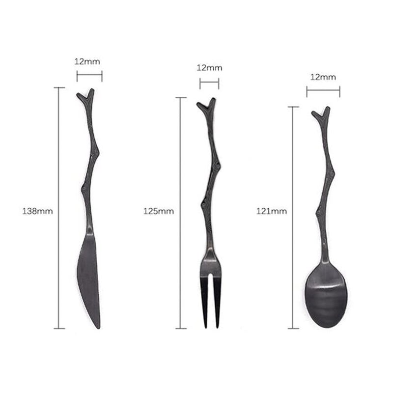 Stainless Steel Branch Design Cutlery Set 3 Piece Spoon Fork Kit For Home Dining - Image 3