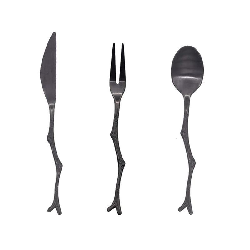 Stainless Steel Branch Design Cutlery Set 3 Piece Spoon Fork Kit For Home Dining - Image 2
