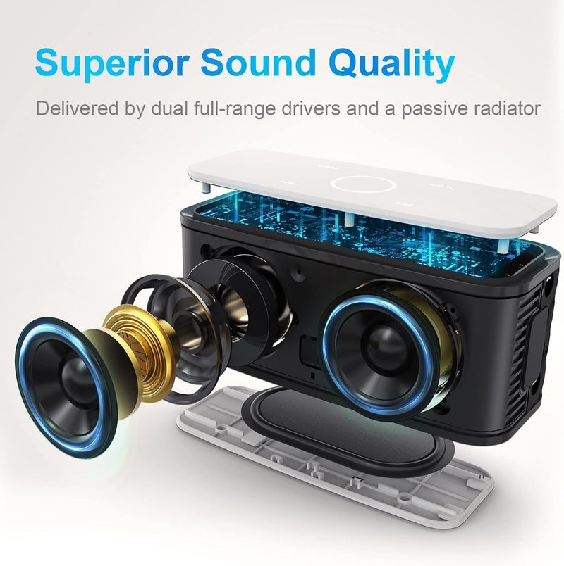 Doss Bluetooth Speaker, SoundBox Touch Portable Wireless Speaker with 12W HD Sound and Bass, IPX5 Water-Resistant, 20H Playtime, Touch Control, Handsfree, Speaker for Home, Outdoor, Travel-White - Image 2