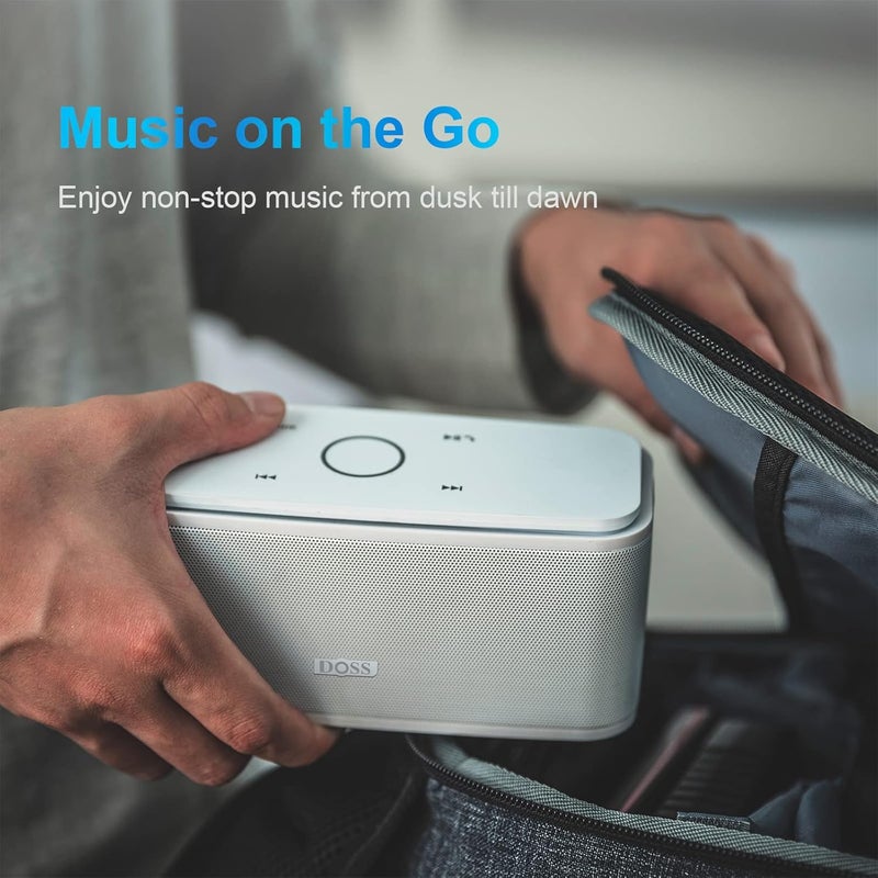 Doss Bluetooth Speaker, SoundBox Touch Portable Wireless Speaker with 12W HD Sound and Bass, IPX5 Water-Resistant, 20H Playtime, Touch Control, Handsfree, Speaker for Home, Outdoor, Travel-White - Image 5