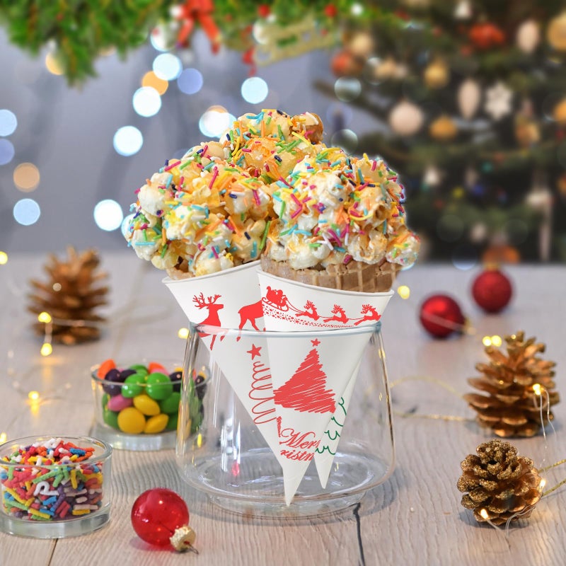 Xloey 6 oz Snow Cone Cups and Straws 100pcs White Paper Cone Cups  with 100pcs Neon Spoon Straws Leakproof Snow Cone Cups for Ice Cream Shaved Ice Water - Image 4