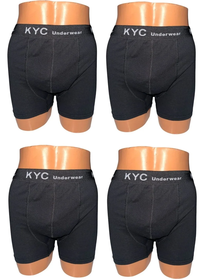 KYC Shopping 4 Pieces Black Color 1st Quality Cotton Lycra Combed Flexible Fabric Boxer Briefs