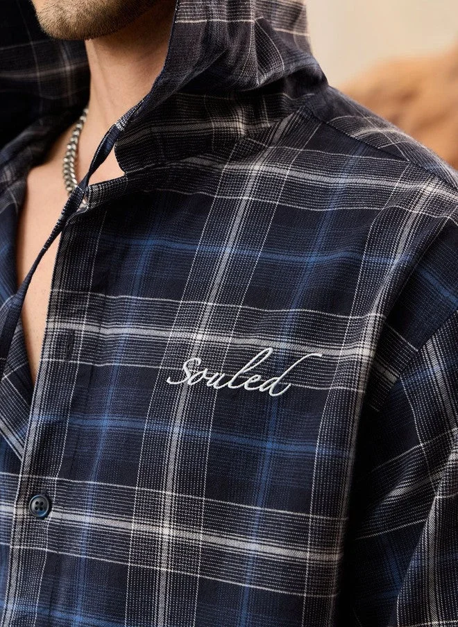 The Souled Store  The Souled Store Men's Checked Cotton Hooded Shirt  | Best Price UAE