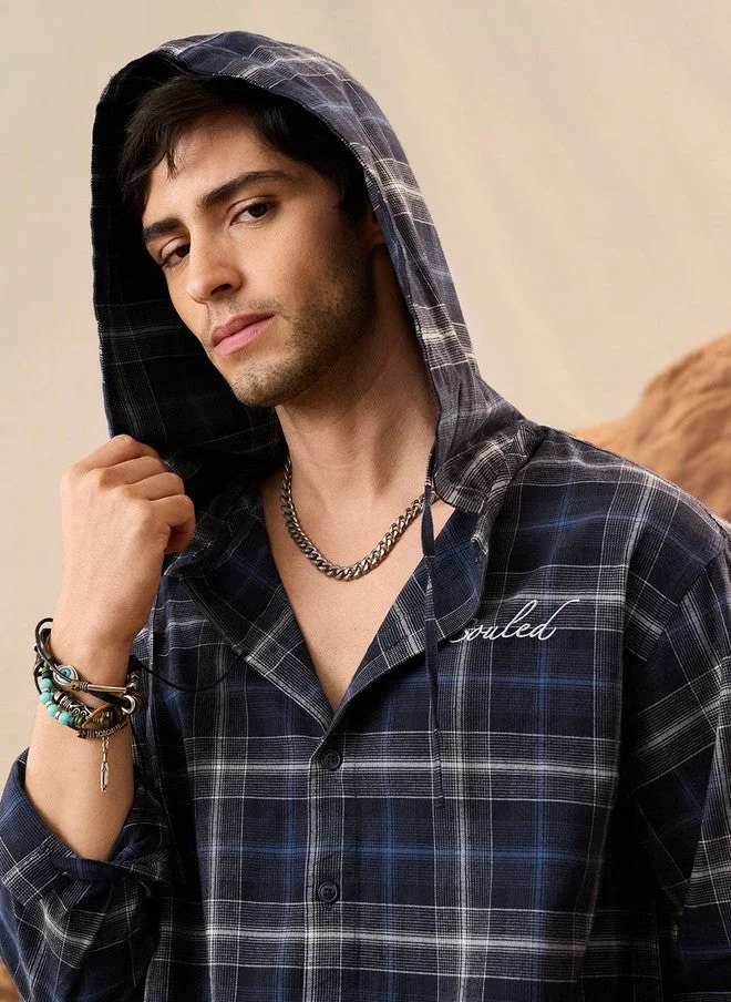 ذا سوليد ستور The Souled Store Men's Checked Cotton Hooded Shirt