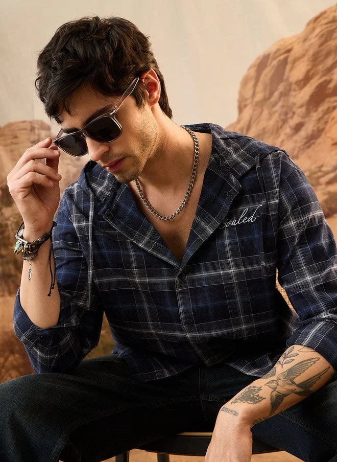 The Souled Store  The Souled Store Men's Checked Cotton Hooded Shirt  | Best Price UAE