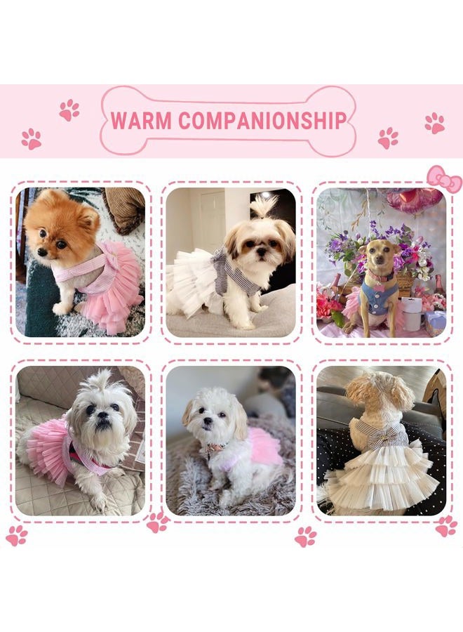 TAPBULL Dog Dresses, Fashion Pet Dog Clothes, Striped Mesh Puppy Dogs Princess Dresses (Pink, X-Small) - Image 4
