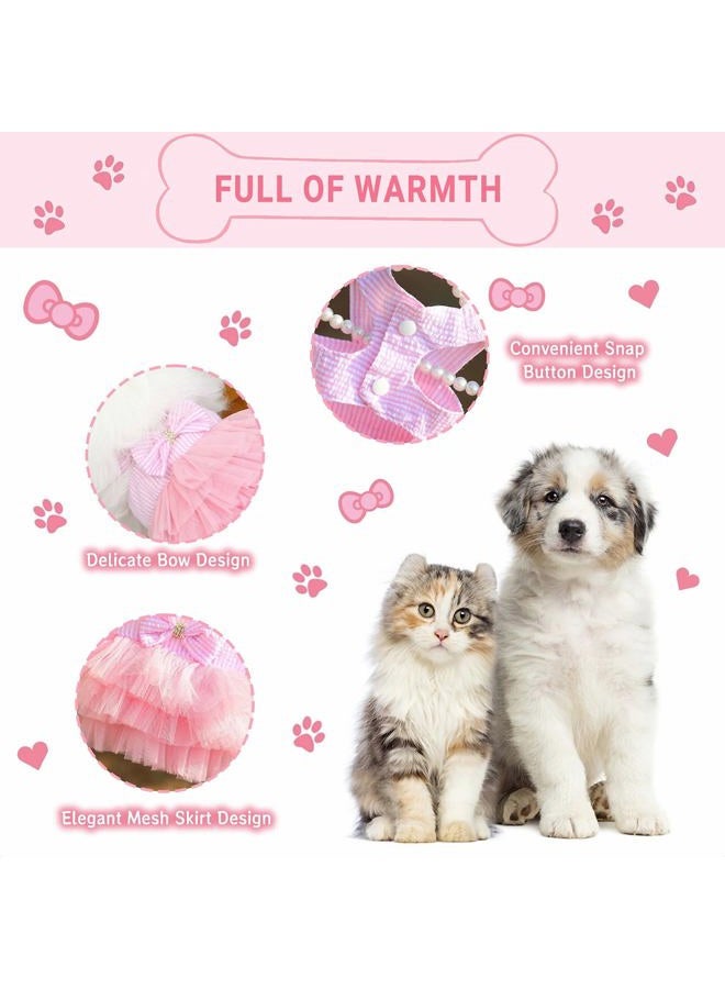 TAPBULL Dog Dresses, Fashion Pet Dog Clothes, Striped Mesh Puppy Dogs Princess Dresses (Pink, X-Small) - Image 3