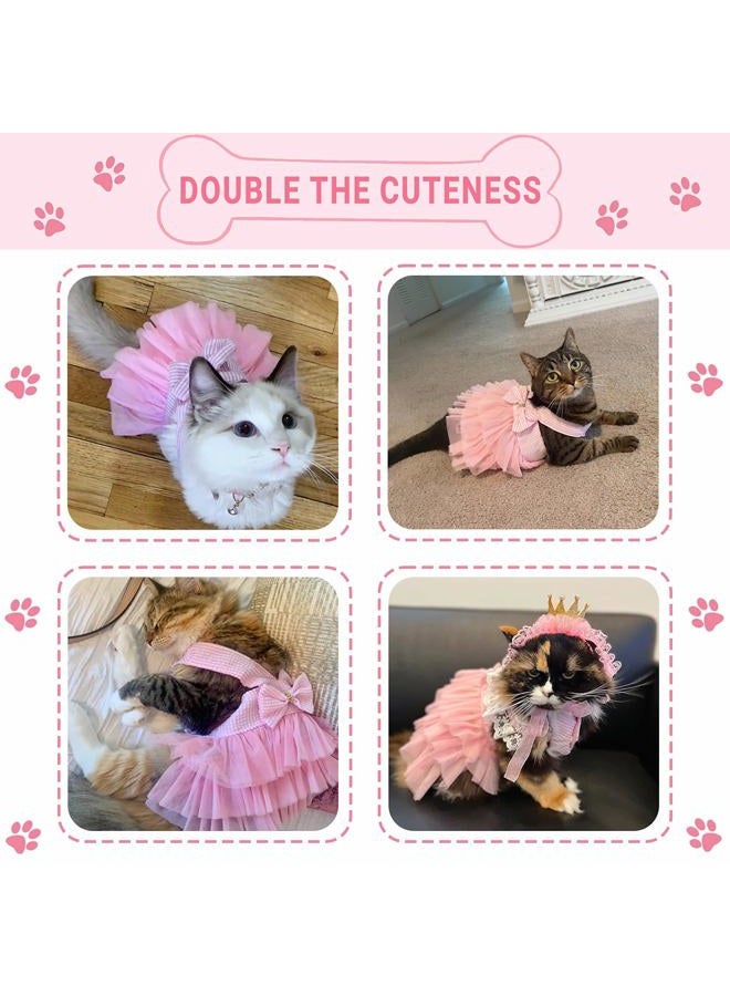 TAPBULL Dog Dresses, Fashion Pet Dog Clothes, Striped Mesh Puppy Dogs Princess Dresses (Pink, X-Small) - Image 5