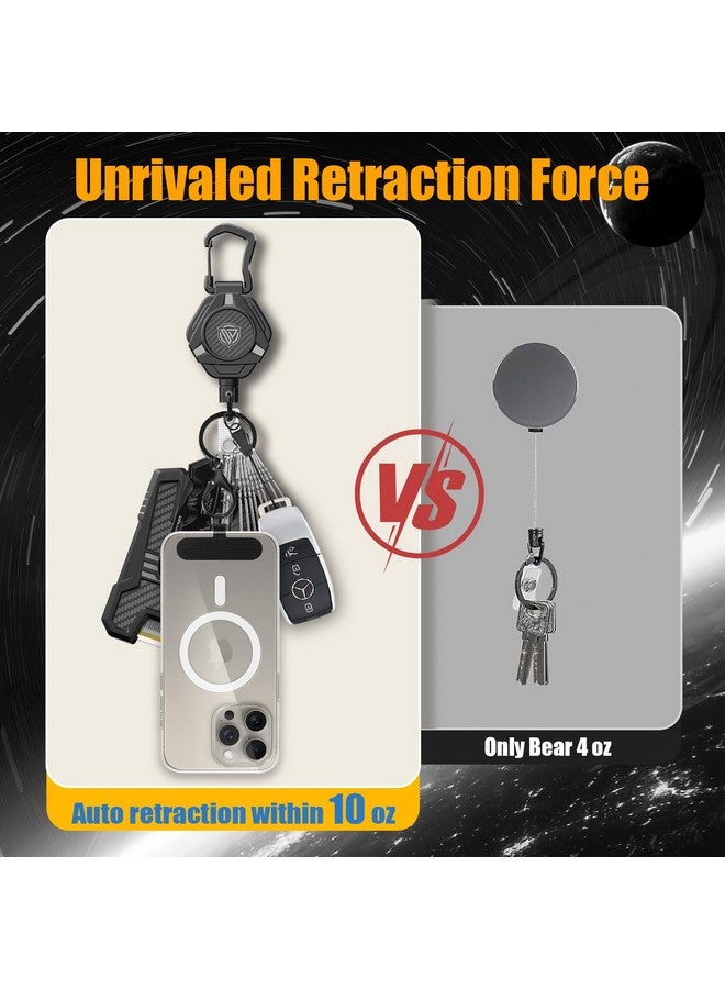 Oaridey Oaridey Magnetic Retractable Keychain, Heavy Duty Carabiner Badge Holder with Phone Tether Tabs, Tactical ID Badge Reel with 31.8'' Coated Steel Cord and Lobster Clasp, Bearing 10.0 oz - 2 Pack - Image 4