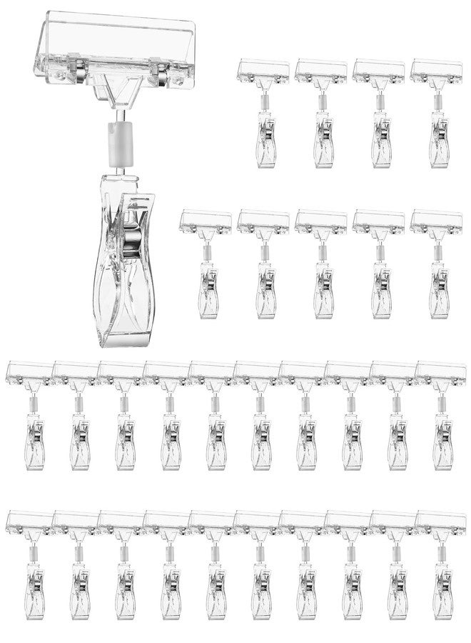 Daletu 30 PCS Clear Sign Clips for Merchandise Display, Plastic Retail Double Sided Sign Holder Clips, Acrylic Price Tag Sign Holders on Clothing Rack, Rotatable Pop Clamps for Sale Retail Display - Image 1