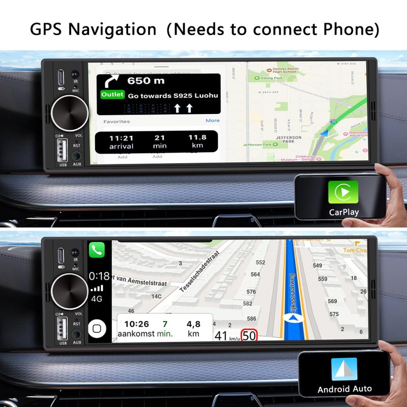 LSLYA Single Din Radio, Touchscreen Car Stereo for Wireless Apple Carplay,Android Auto, Radio para Carro with FM/USB/Mirror Link/Rear Camera/Car Steering Wheel Controller/Mirophone/Type-c/Aux - Image 5