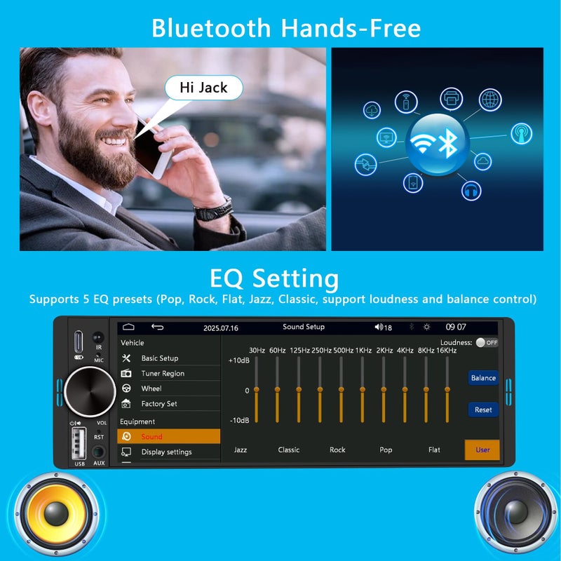 LSLYA Single Din Radio, Touchscreen Car Stereo for Wireless Apple Carplay,Android Auto, Radio para Carro with FM/USB/Mirror Link/Rear Camera/Car Steering Wheel Controller/Mirophone/Type-c/Aux - Image 4