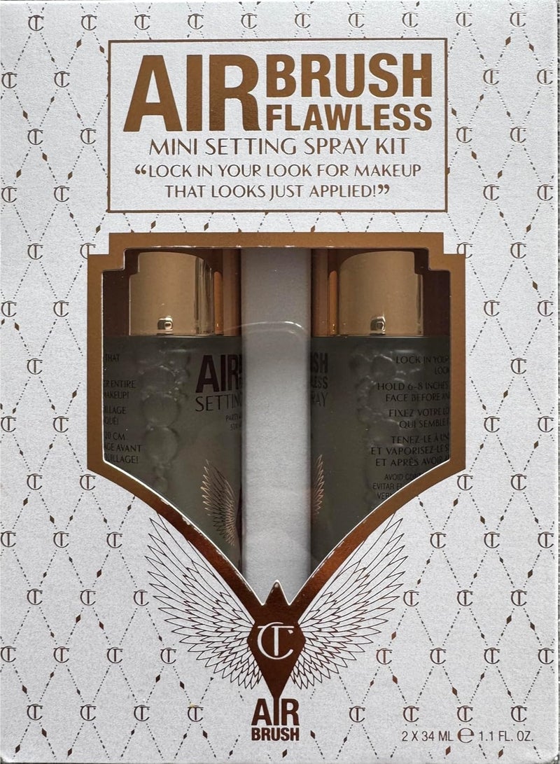 Charlotte Tilbury Airbrush Flawless Mini Setting Spray Kit – Long-Lasting Makeup Fixing Spray, Travel-Friendly Mini Size - Image 1
